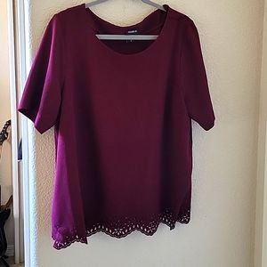 Torrid Maroon Laser Cut Blouse